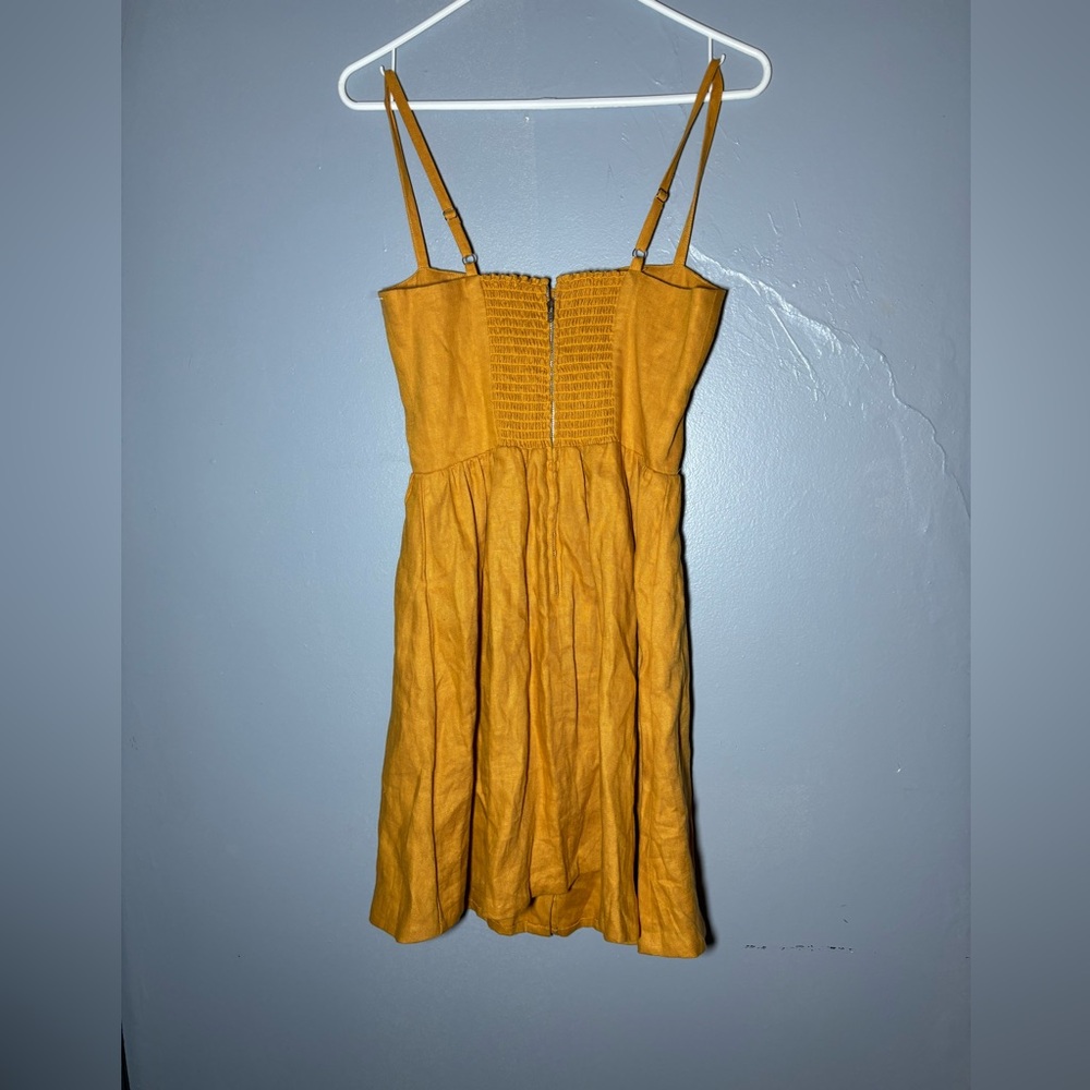 Reformation Mustard Yellow Button-Front Mini Dress - Picture 3 of 6
